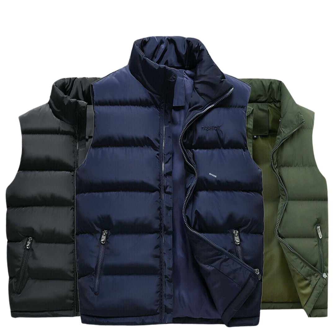 Ärmlös vadderad pufferjacka för herrar