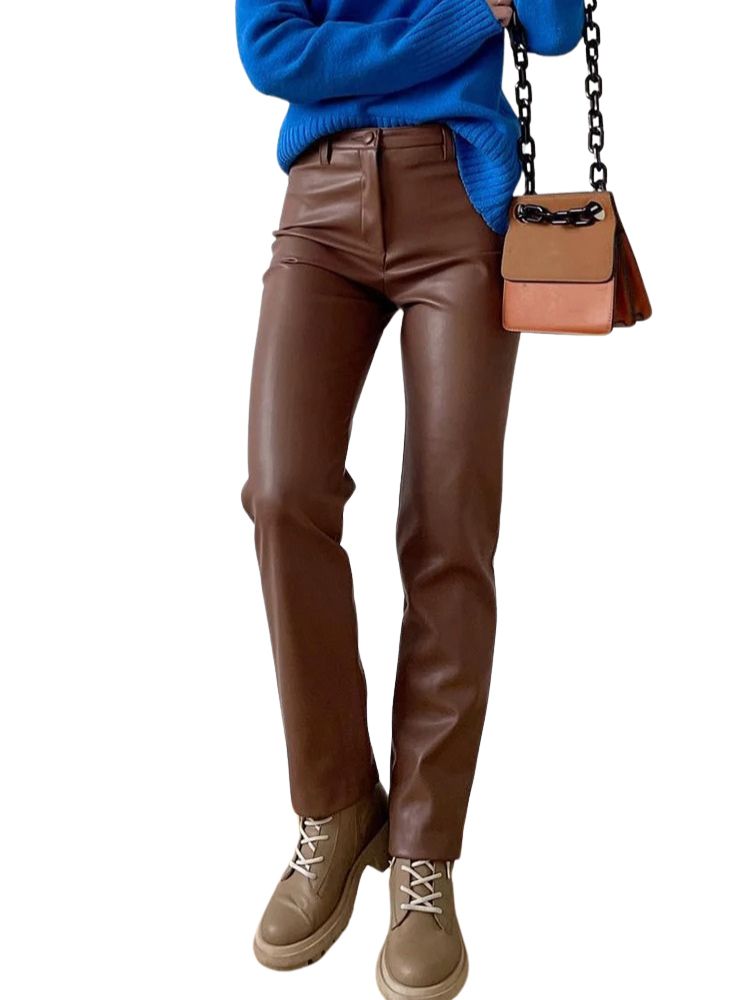 Klassiska Läderstil byxor för kvinnor