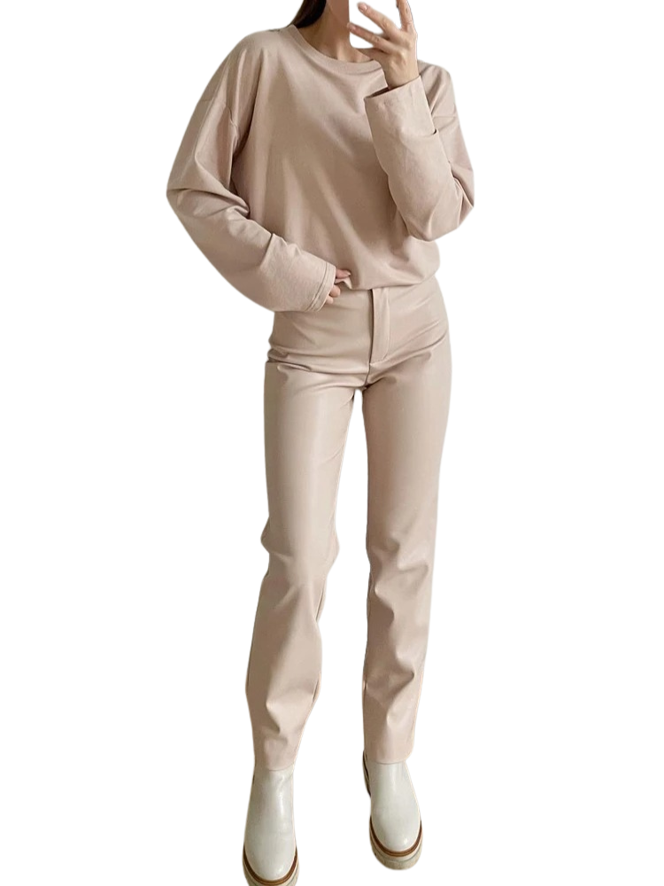 Klassiska Läderstil byxor för kvinnor