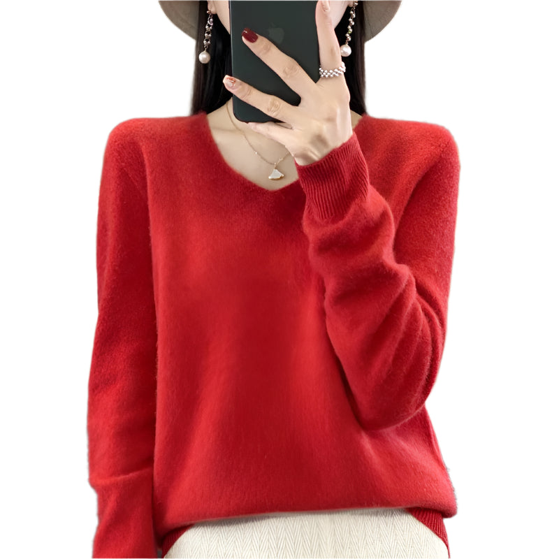 Ulltröja med V-ringning för kvinnor