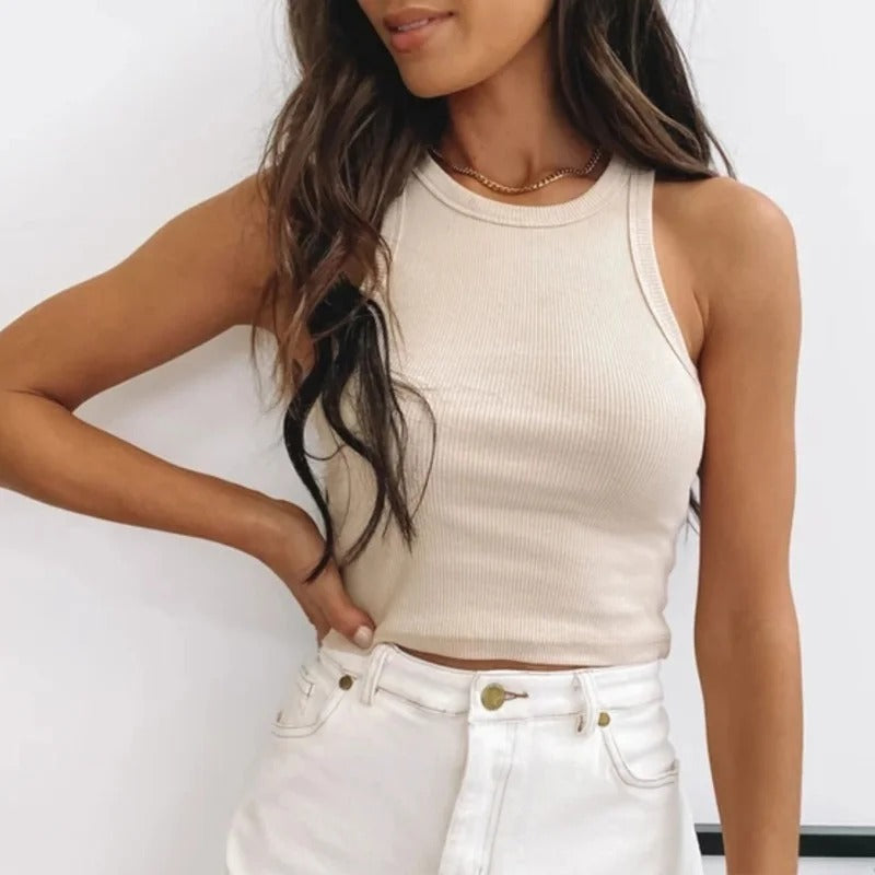 Stickad Crop Top för kvinnor