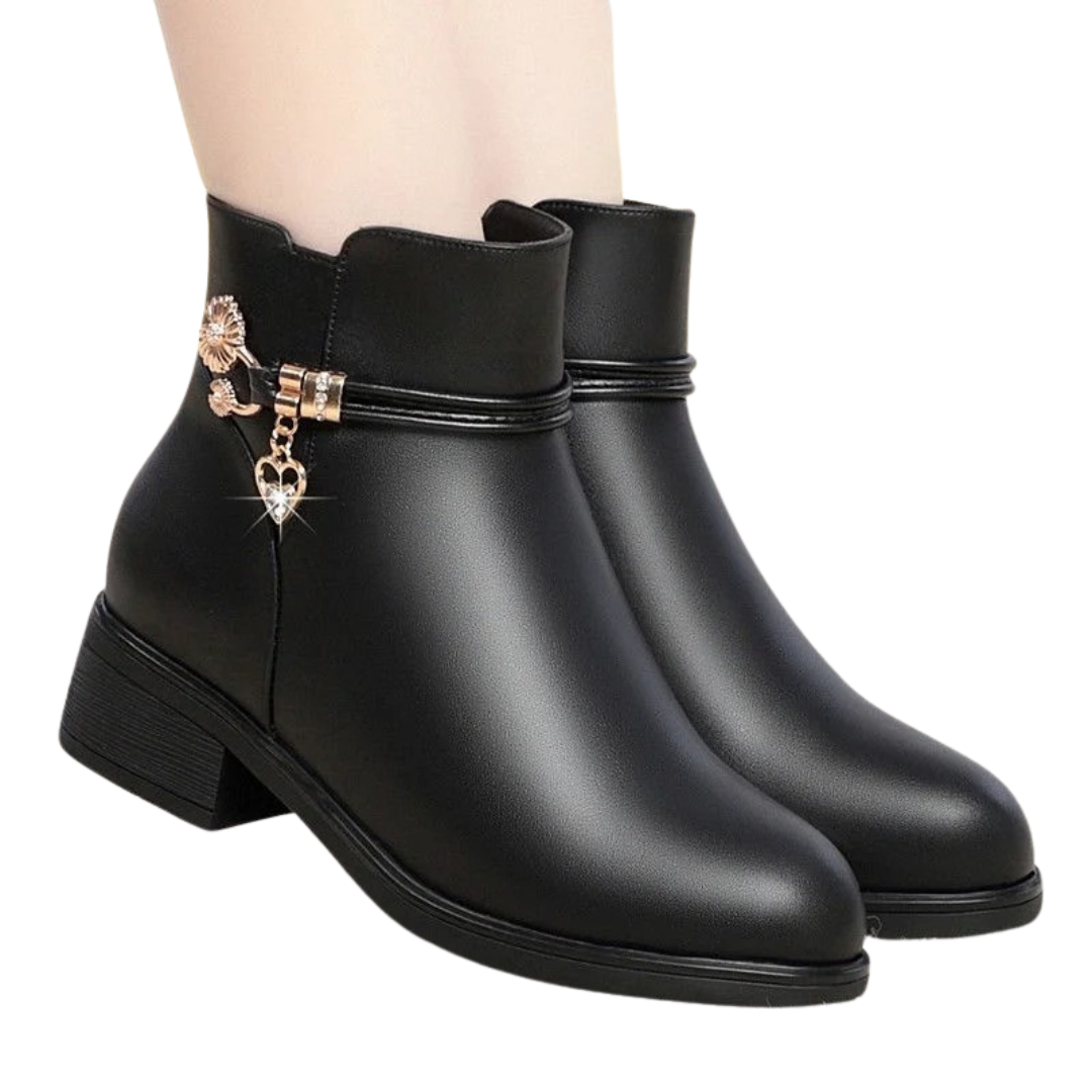 Mjukt Läderstil strassstövlar för kvinnor