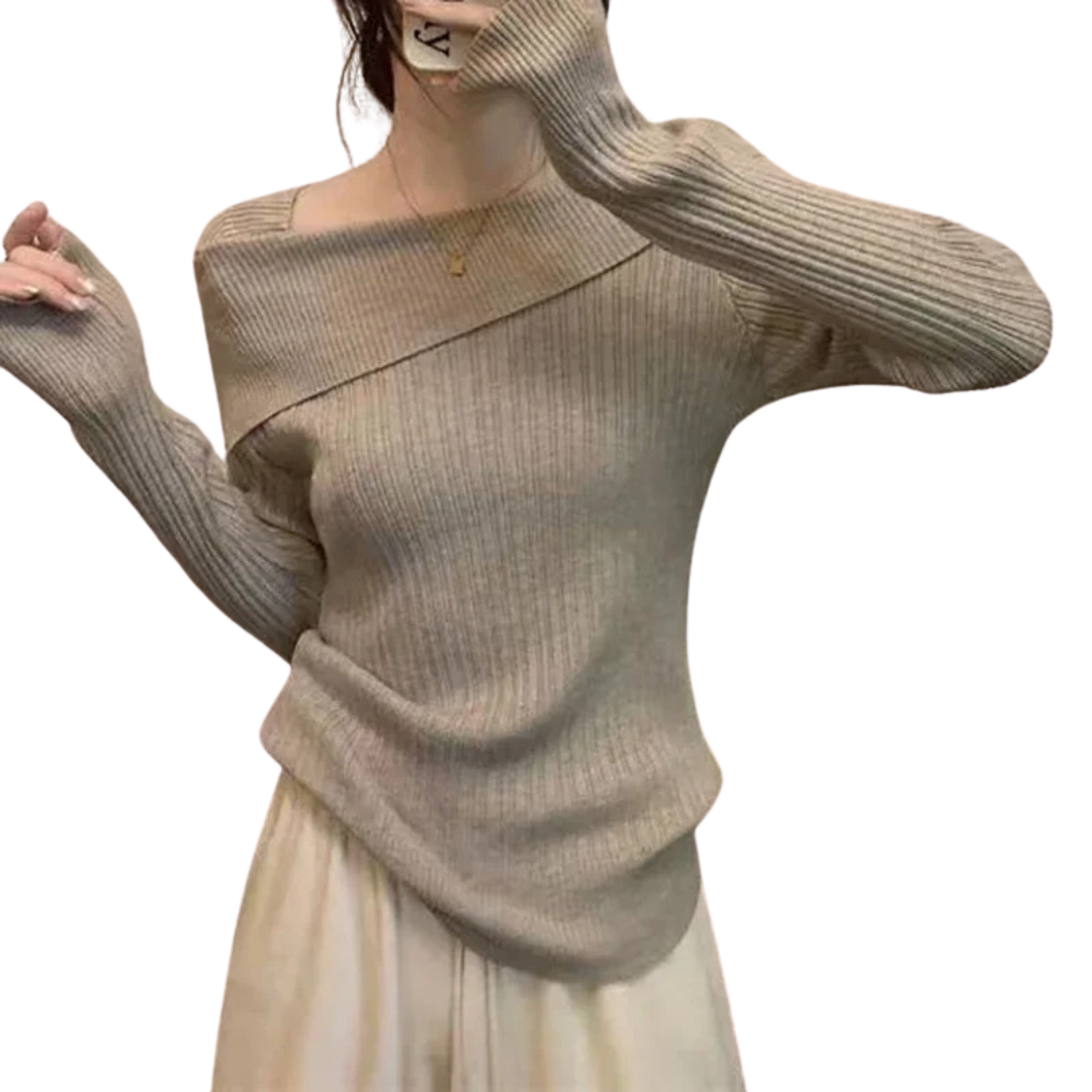 Stickad tröja med off shoulder för kvinnor