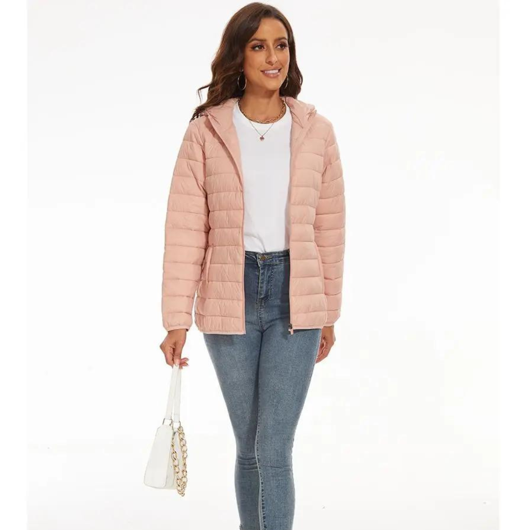 Lätt huva pufferjacka för kvinnor