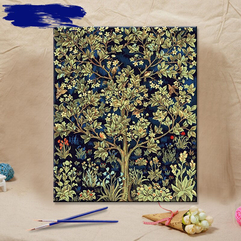 Green Tree Paint By Numbers-kit - Kreativitet för unga och gamla