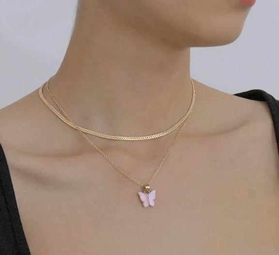 Fjäril Guld Halsband