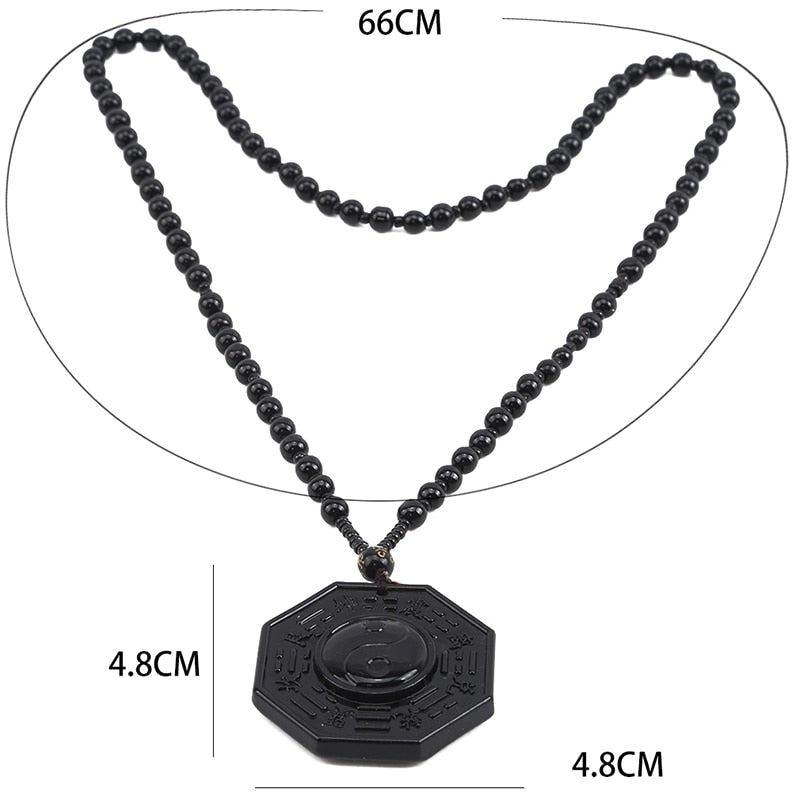 Obsidian Yin Yang Necklace
