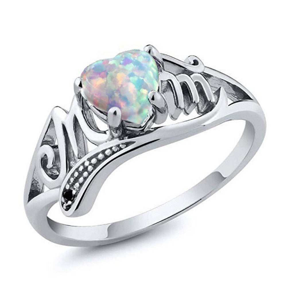 Mamma hjärta opal ring