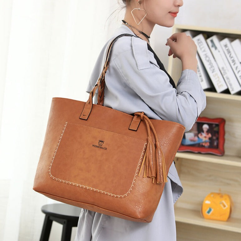 Skulderväska i läderstil för kvinnor