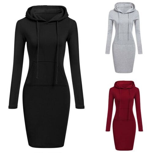 Slim Pullover Hoodie Klänning