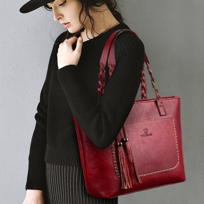 Skulderväska i läderstil för kvinnor