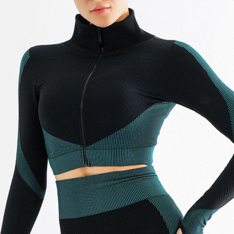 Yogatoppar utan sömmar med dragkedja