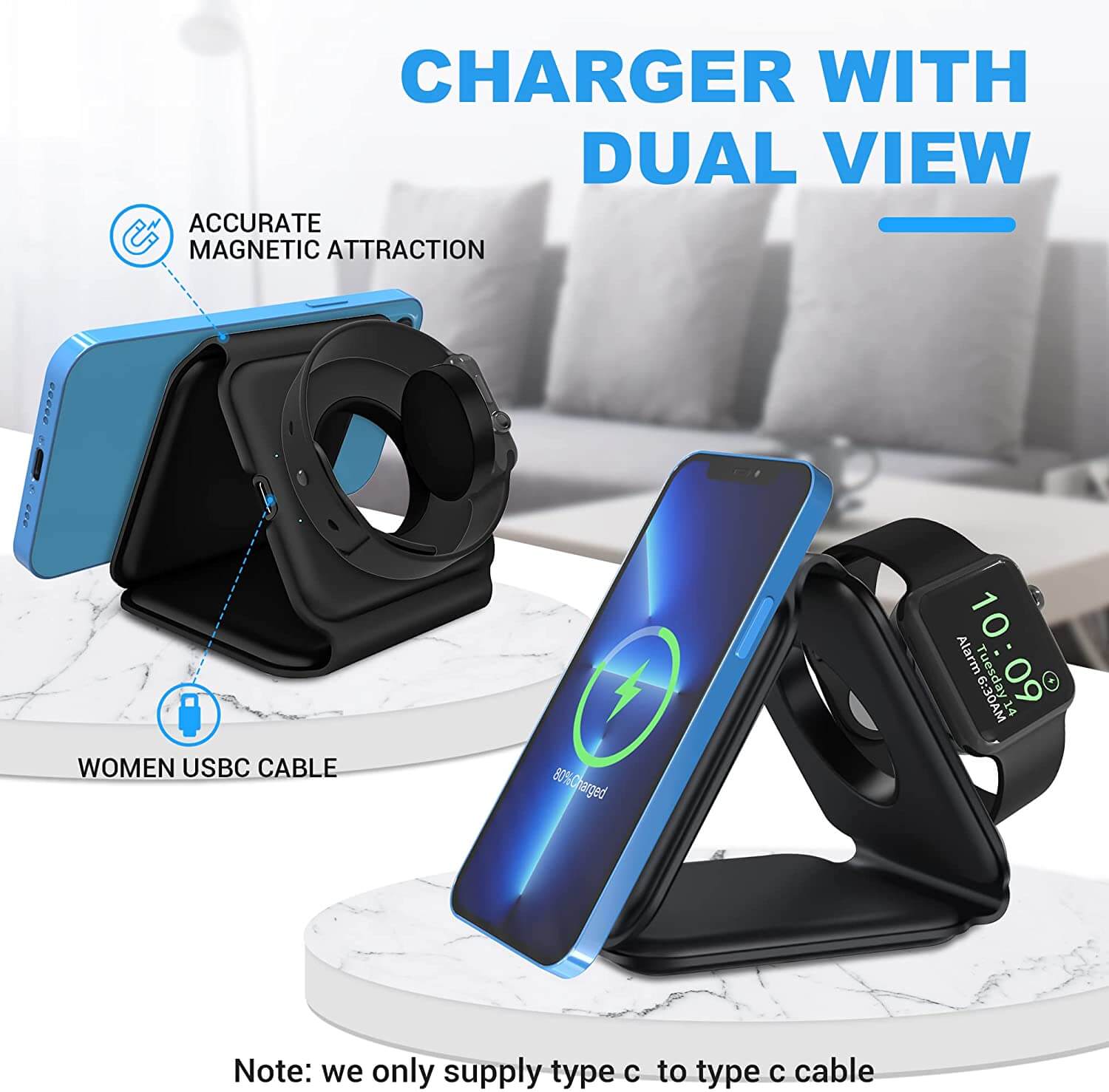 Vikbar magnetisk trådlös laddare