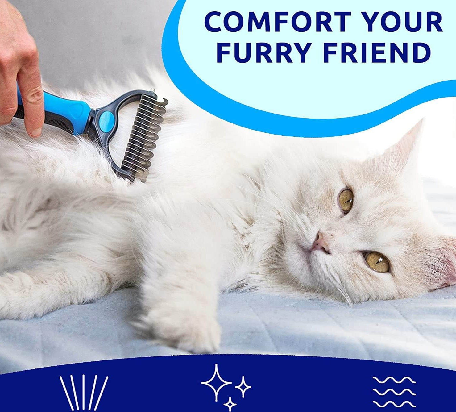 Dubbelsidig borste för trimning av sällskapsdjur