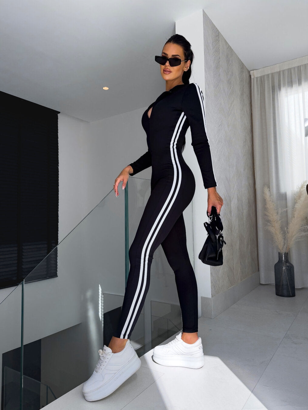 Dam Jumpsuit Sportig Stil Vågig Polyester-2