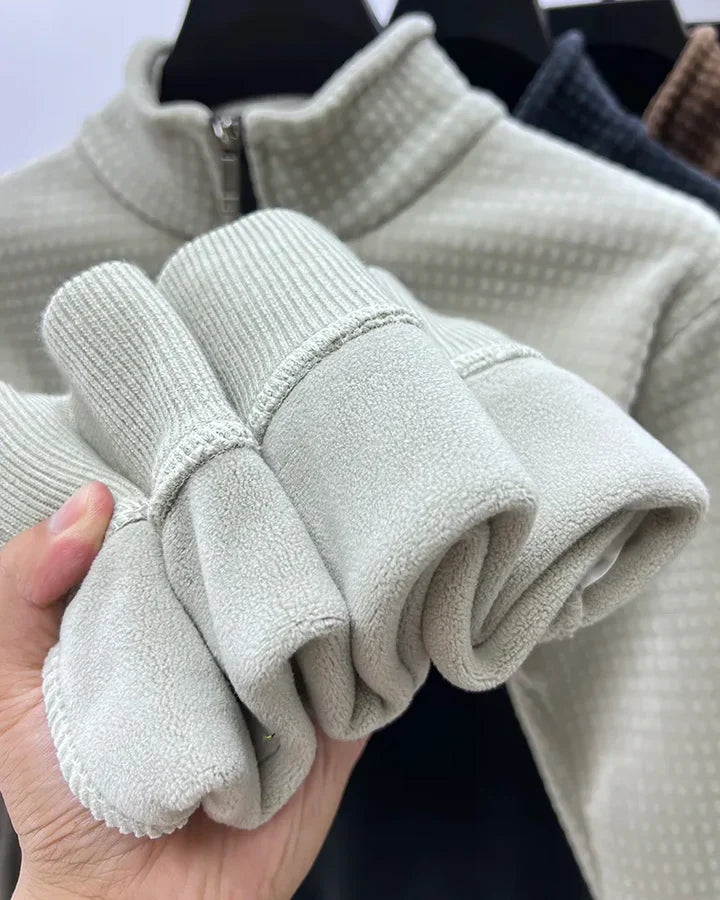 Herr Tröja Halvzip Alpaka Fleece Modern Design Komfortabel Stil-3