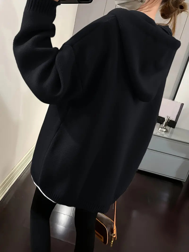Dam Hoodie Leende Design Justerbar Sladd 100% Bomull-6