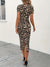 Dam Klänning Kortärmad Leopardmönster Fina Dam Klänningar Polyester-4