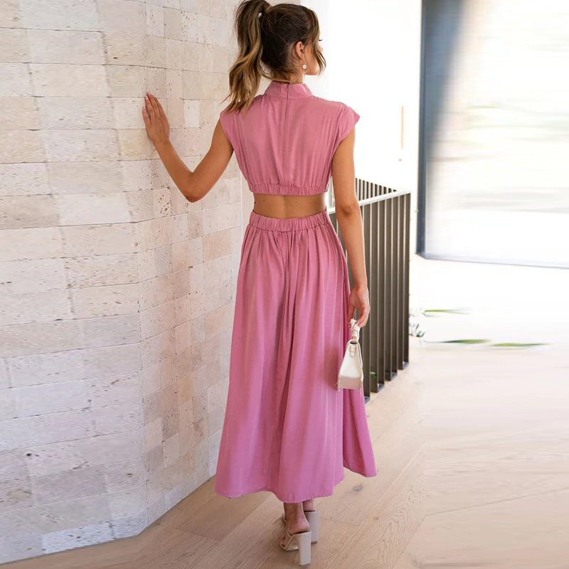 Sommarklänning Dam Ärmlös Elegant Lätt Tyg-2