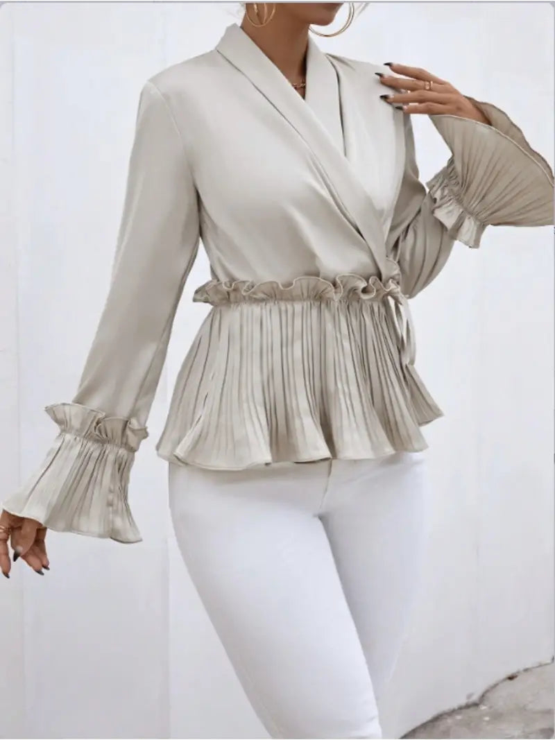 Dam Satinblus Elegant Lätt Mjuk-5