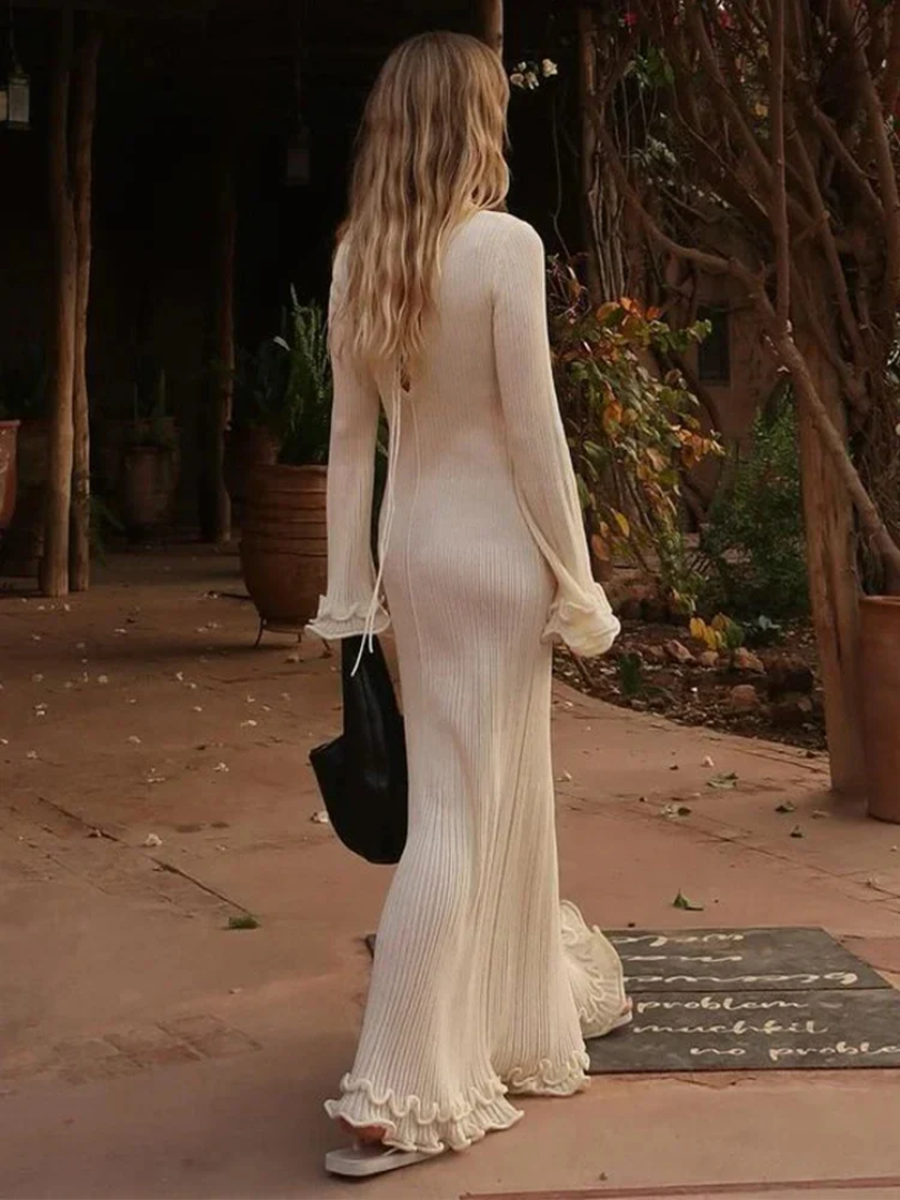 Damklänning Elegant Lång Maxi i Mjuk Tygblandning-2