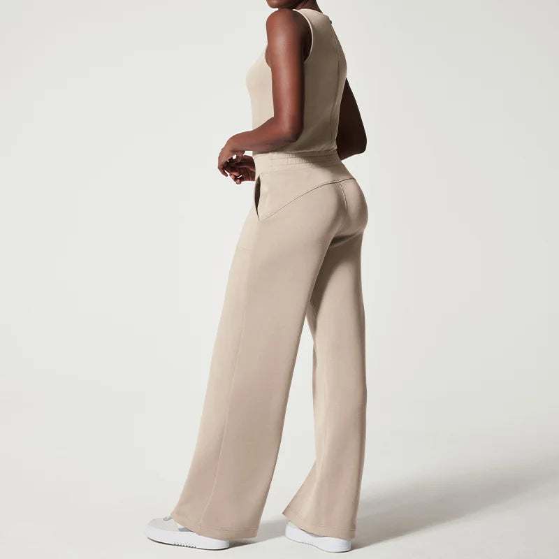 Dam Jumpsuit Elegant Långärmad Mjuk Polyester med Midjebälte-1