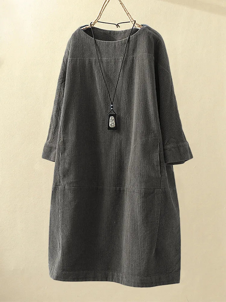 Variant image for Kvinna Klänning Långärmad Casual Cord-7