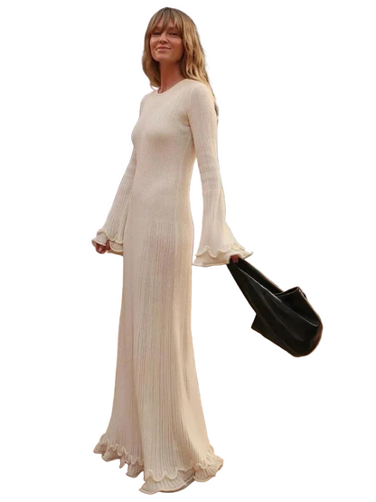 Damklänning Elegant Lång Maxi i Mjuk Tygblandning-1