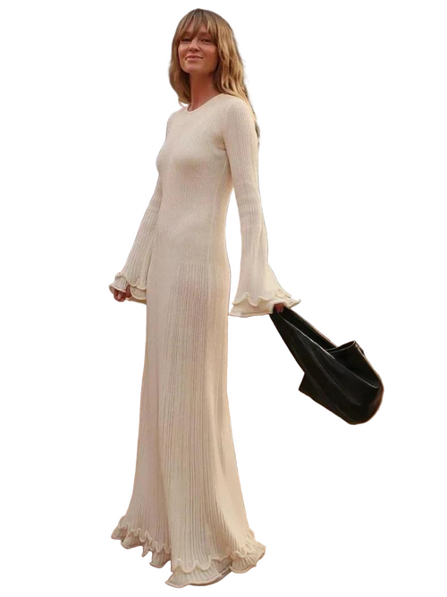 Damklänning Elegant Lång Maxi i Mjuk Tygblandning-1