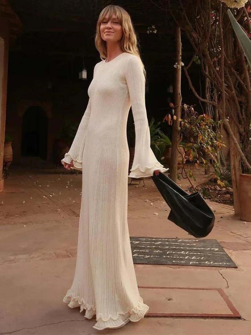 Damklänning Elegant Lång Maxi i Mjuk Tygblandning-1