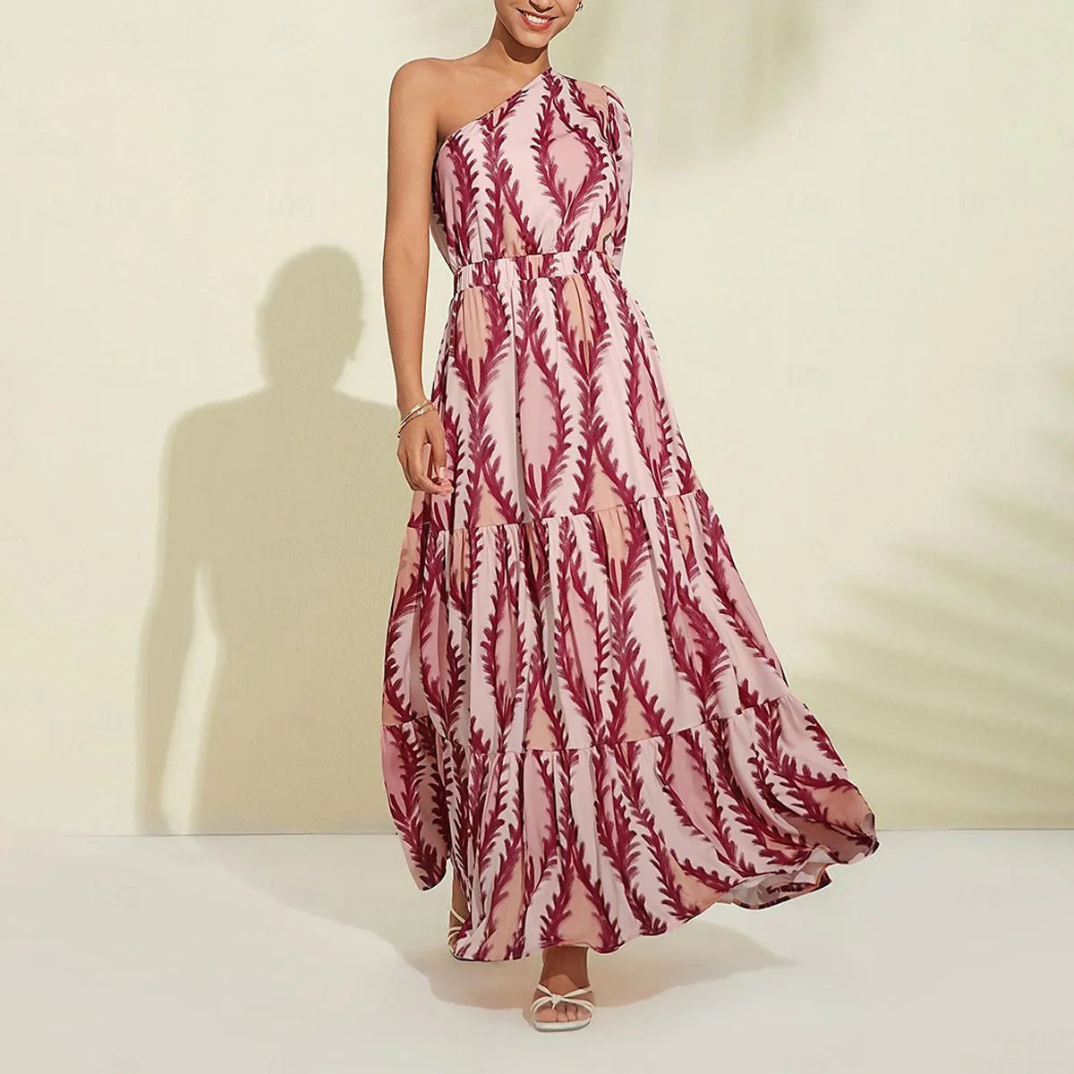 Maxiklänning Dam En-axel Elegant Polyester för Speciella Tillfällen-2