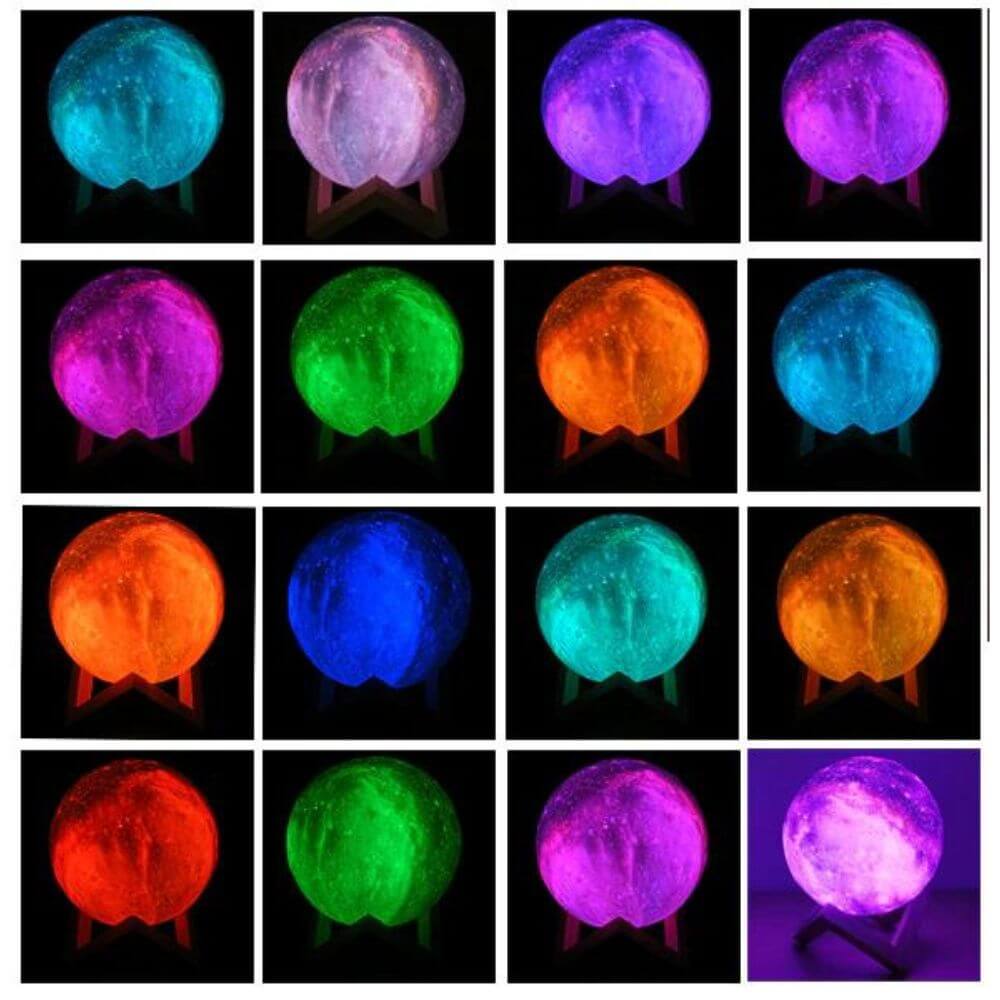 Multicolor 3D Månlampa