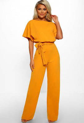 Dam Jumpsuit Bred Ben Snörning Mjuk Polyester