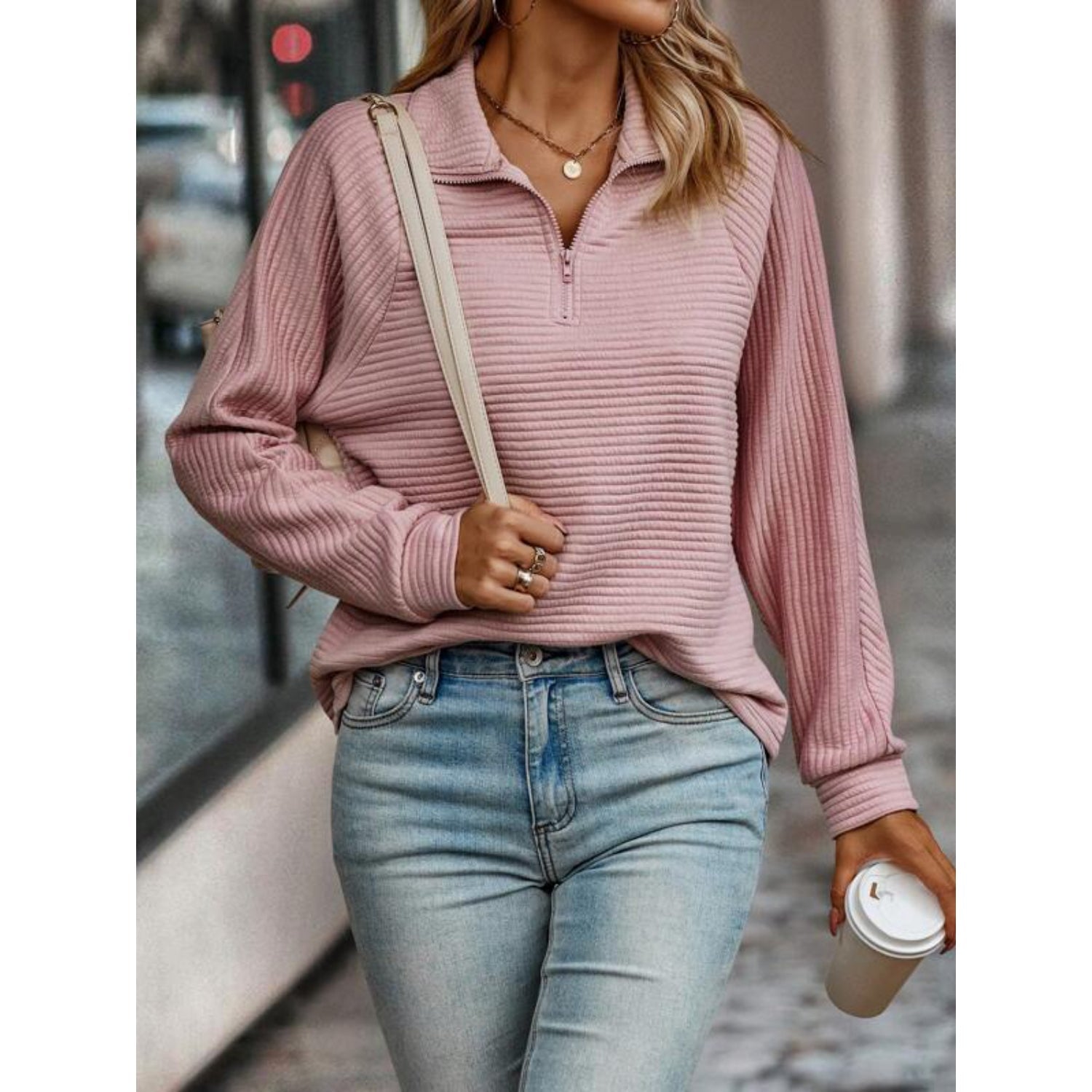 Kvinna V-hals Tröja Elegant Bomull och Siden 3