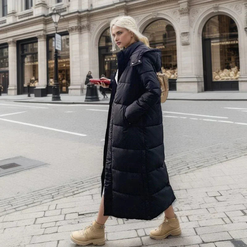 Lång Vinterjacka Dam Elegant Polyester för Kalla Dagar-6
