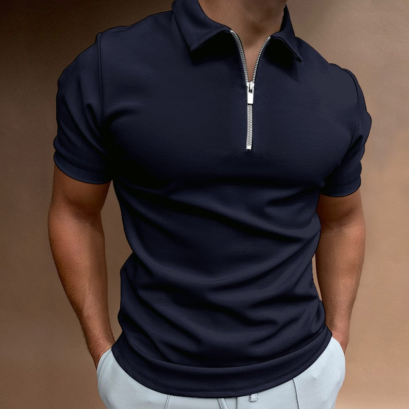 Variant image for Herr Poloshirt Kort Ärmar Dragkedja 100% Bomull-19