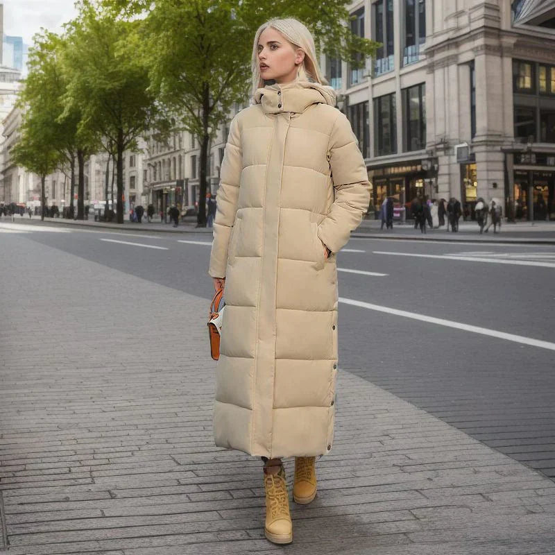 Lång Vinterjacka Dam Elegant Polyester för Kalla Dagar-1