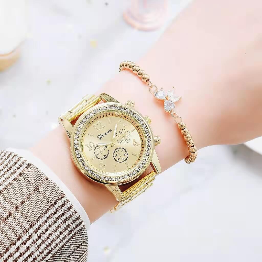Damers Eleganta Klocka med Strass