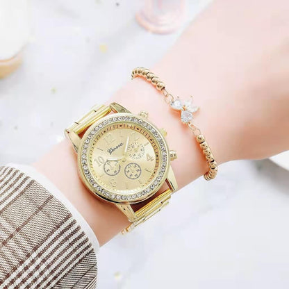 Damers Eleganta Klocka med Strass