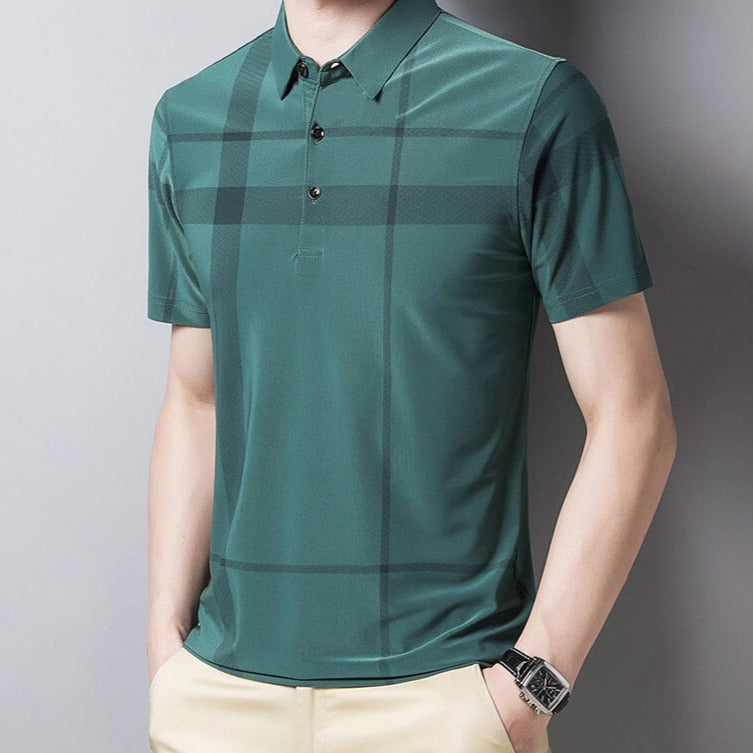 Slim-Fit Plaid Polo för män