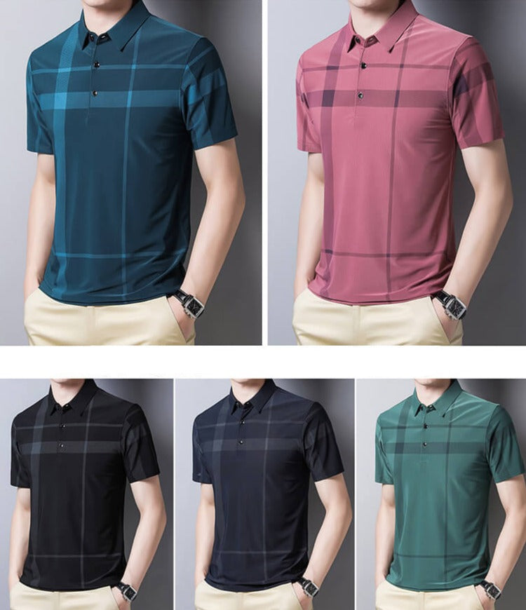 Slim-Fit Plaid Polo för män