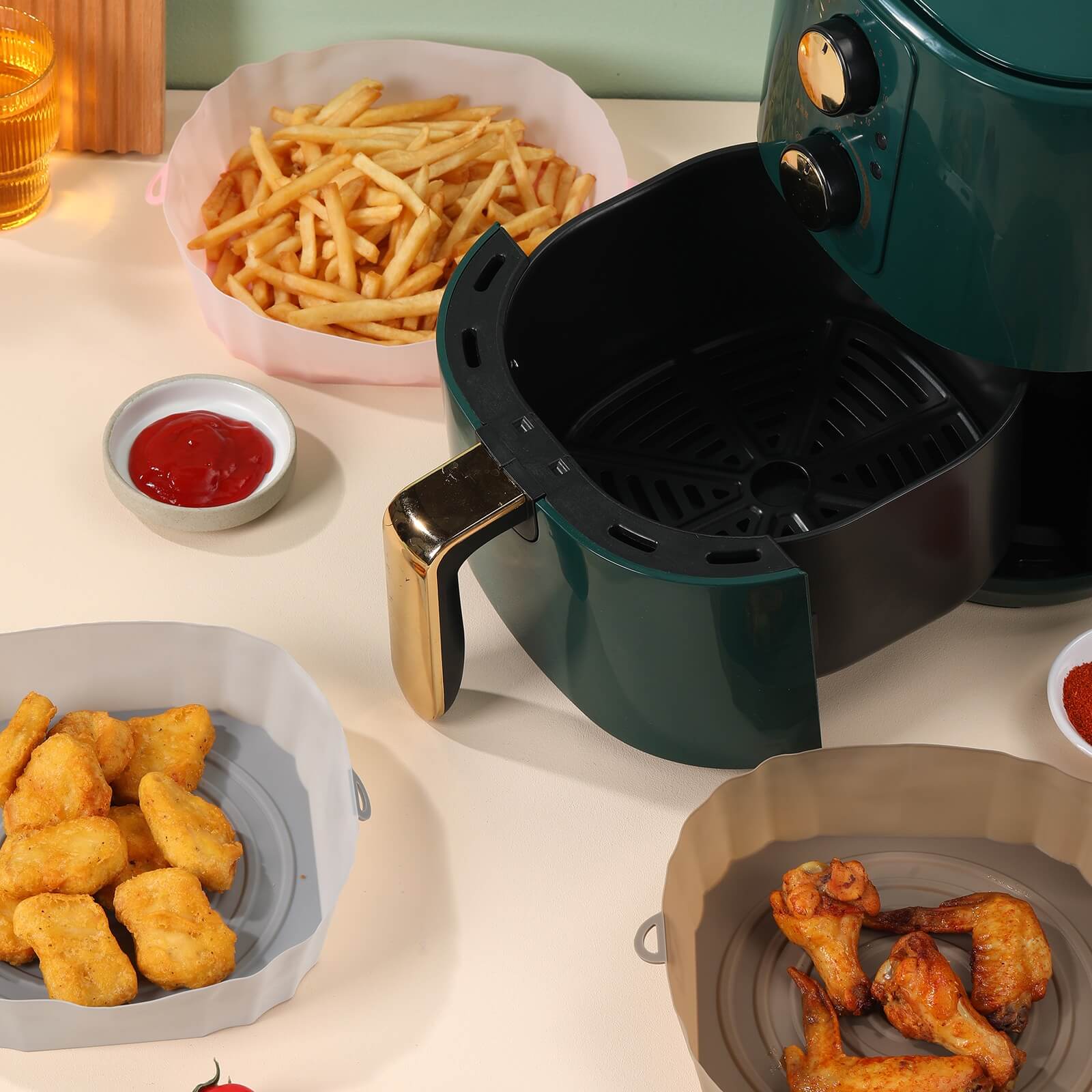 Återanvändbart silikonfoder för fritös