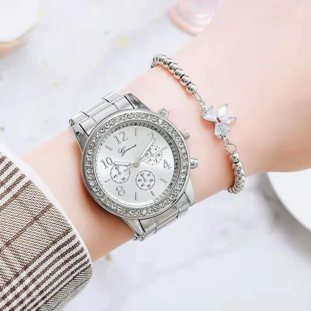 Damers Eleganta Klocka med Strass