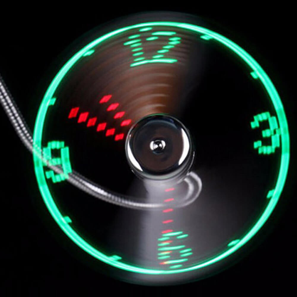 Flexibel Mini Fläkt LED Klocka