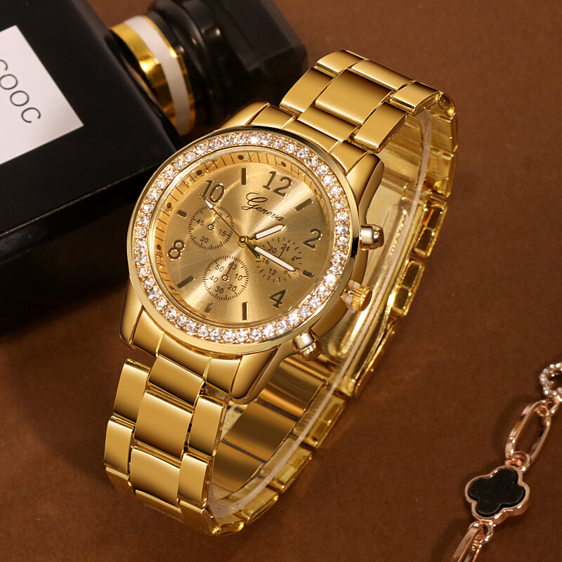 Damers Eleganta Klocka med Strass