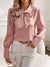 Dam Blus Vit Elegant Silkelook Klassisk Feminin Design Polyester-1