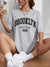 Kvinnors T-shirt Cirkulär Hals Brooklyn-tryck Bomull-3
