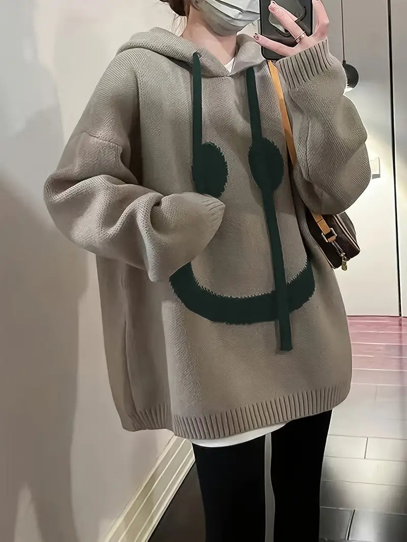 Dam Hoodie Leende Design Justerbar Sladd 100% Bomull-4
