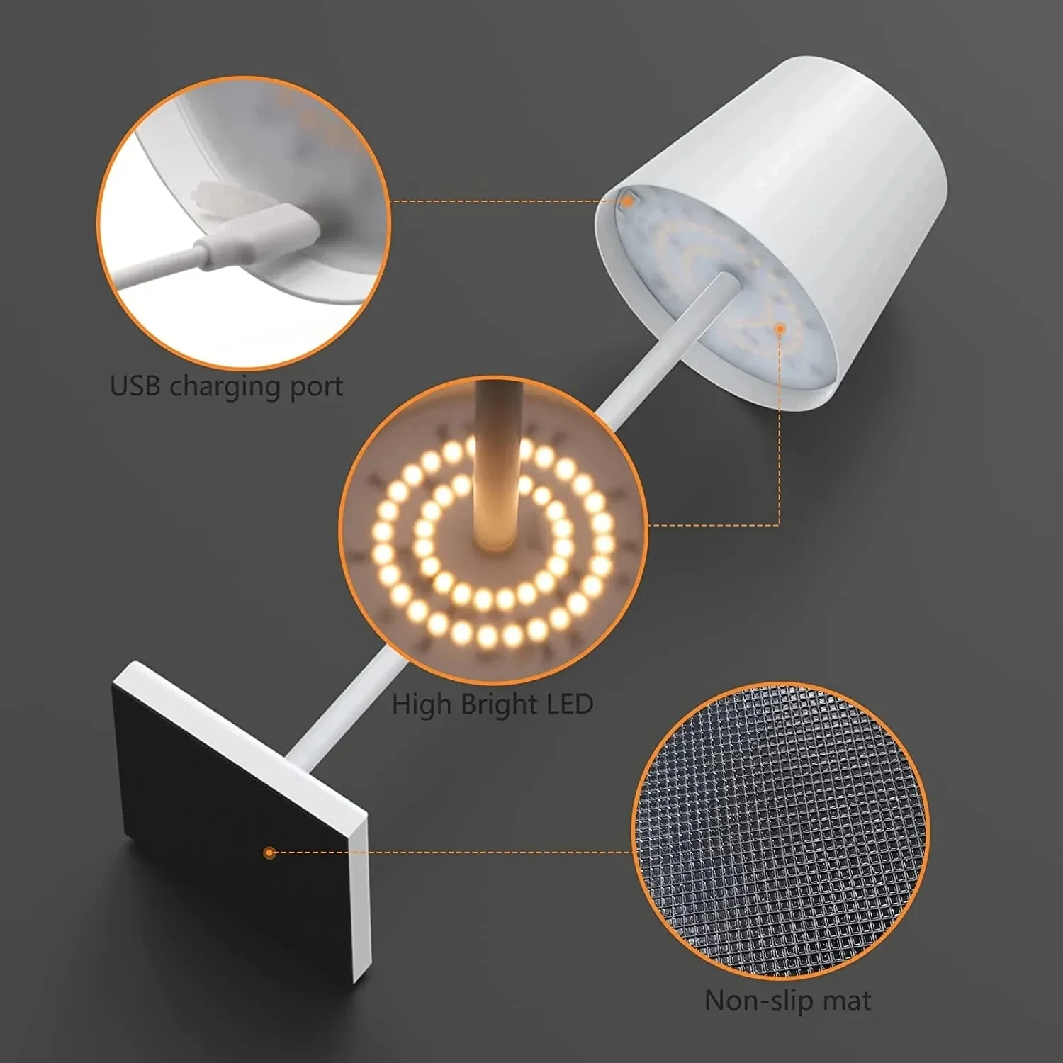 Bordslampa Batteri Trådlös Elegant Vattentålig för Inomhus och Utomhus-5