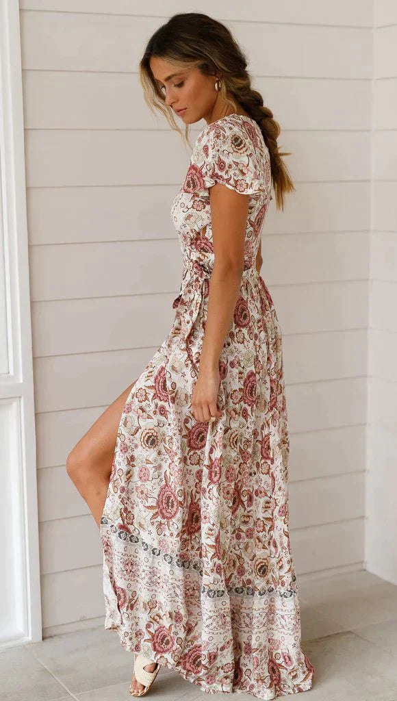 Lång Klänning Dam Maxi Vintage Look 100% Bomull-2